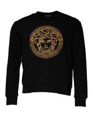 Men's Medusa Embroidery Sweatshirt Black Cotton Sweatshirts