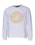 Men's Medusa Embroidery Sweatshirt White Cotton Sweatshirts