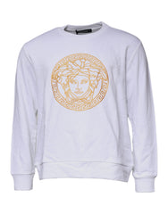 Men's Medusa Embroidery Sweatshirt White Cotton Sweatshirts