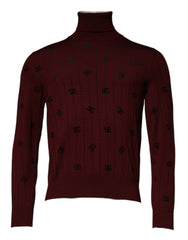 Men's Monogram Virgin Wool Turtleneck Maroon