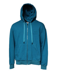 Men's Blue Logo Cotton Hooded Sweatshirt Sweater Clothing