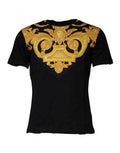 Men's Black Medusa Print Cotton Crew Neck T-Shirt