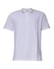 White Viscose Collared Men Polo Short Sleeves T-Shirt Polyester