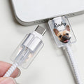 Cara personalizada foto transparente protector de cable con nombre para iPhone Type-C cargador juego de 2 cumpleaños aniversario regalo para familia amigos
