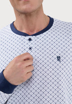 Pijama Hombre Largo Tapeta Algodón Punto Estampado - Azul 5310_39