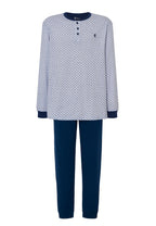 Pijama Hombre Largo Tapeta Algodón Punto Estampado - Azul 5310_39