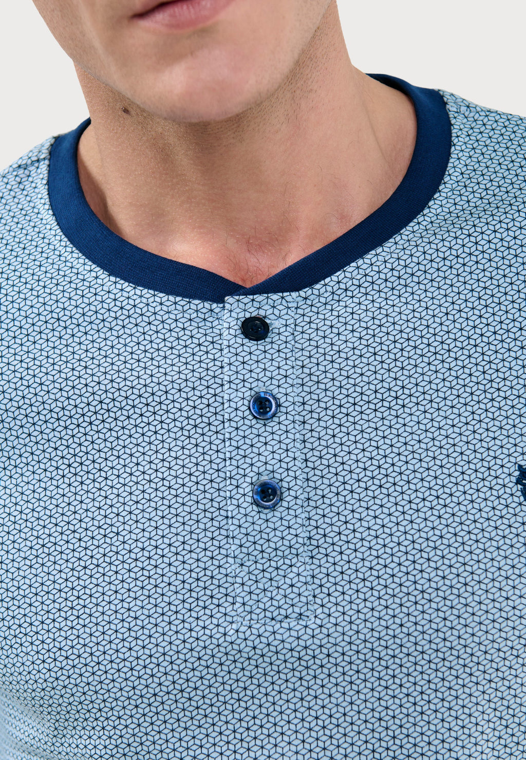 Pijama Hombre Largo Tapeta Algodón Punto Estampado - Azul 5311_39