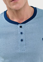 Pijama Hombre Largo Tapeta Algodón Punto Estampado - Azul 5311_39