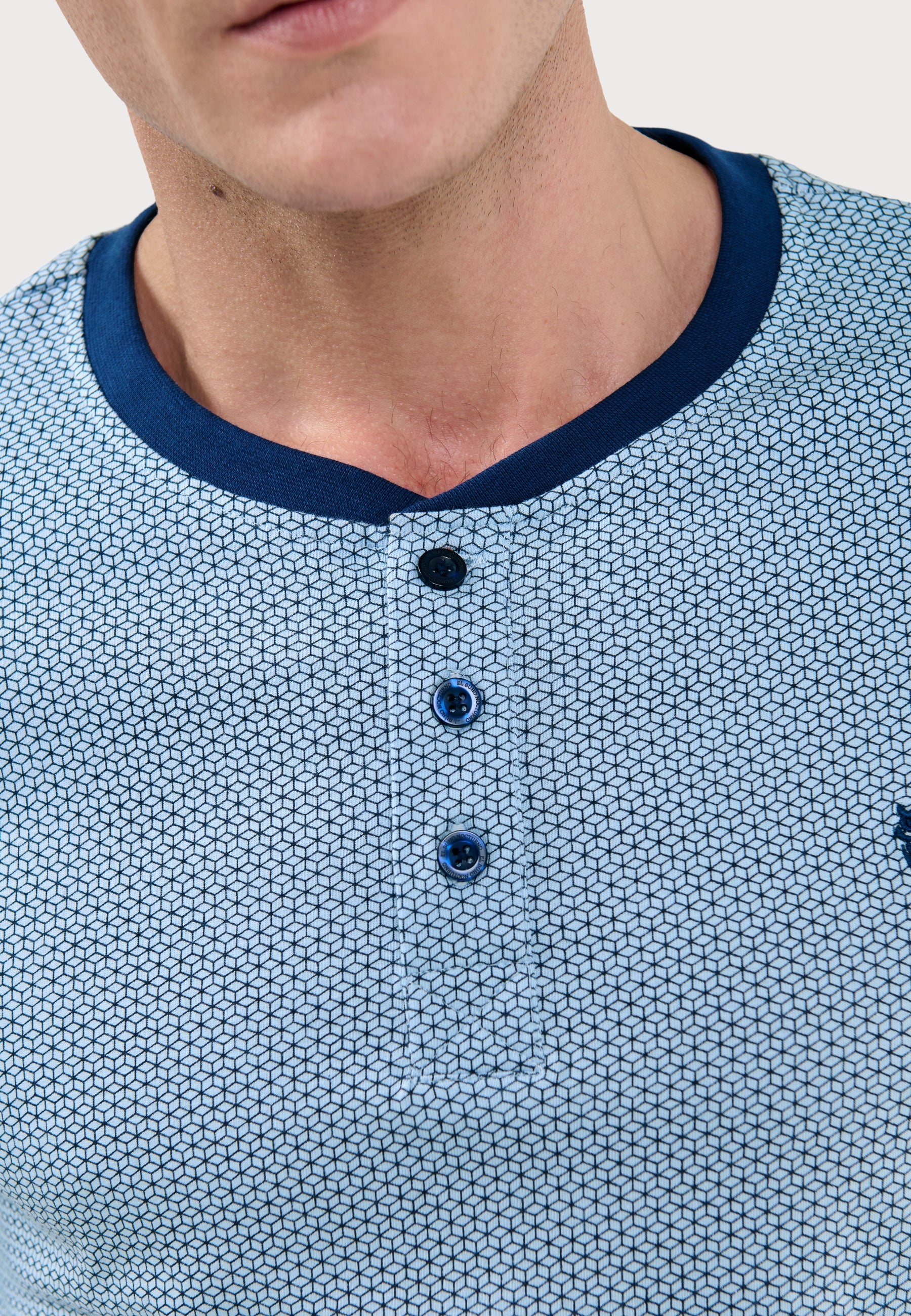 Pijama Hombre Largo Tapeta Algodón Punto Estampado - Azul 5311_39