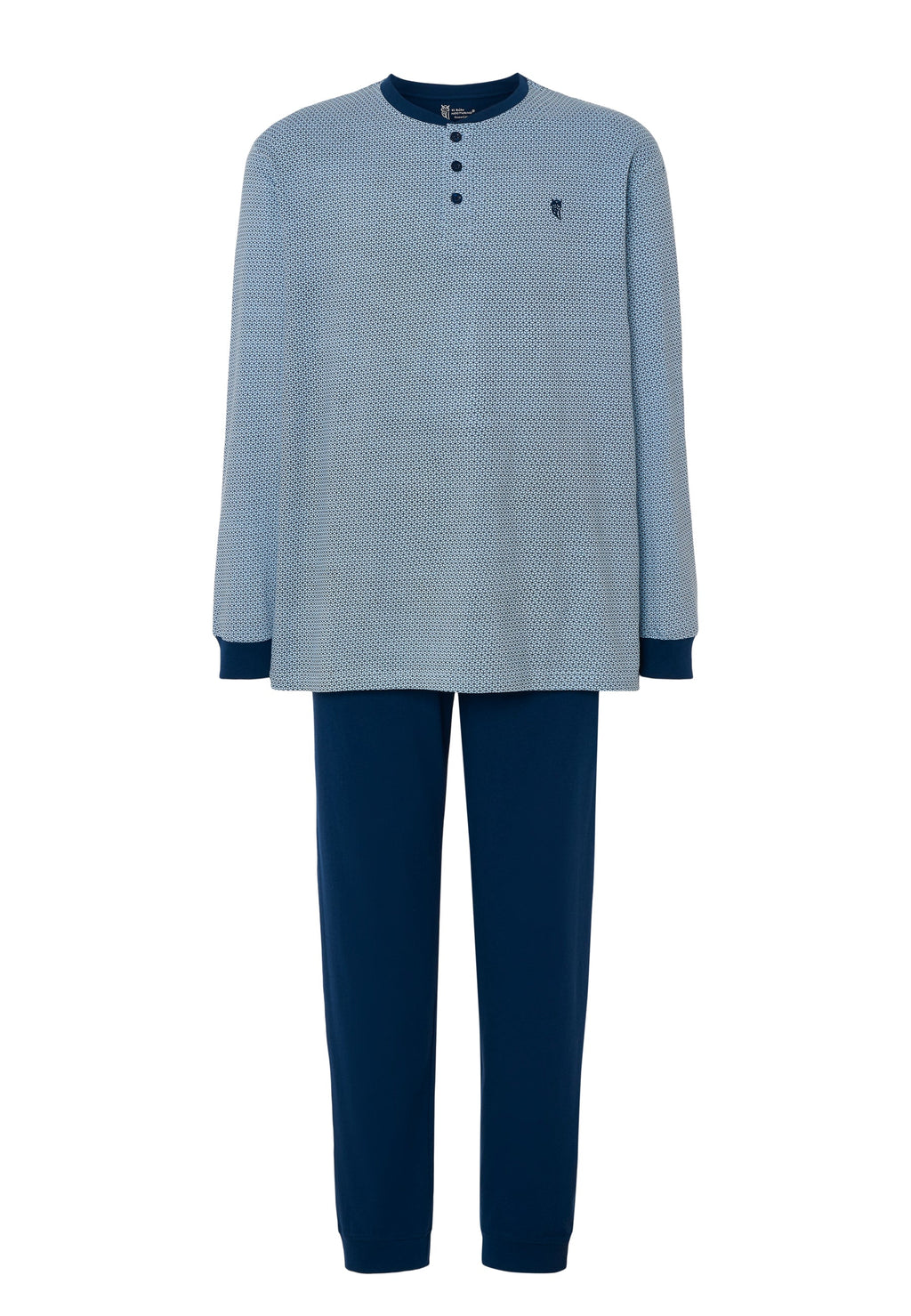 Pijama Hombre Largo Tapeta Algodón Punto Estampado - Azul 5311_39