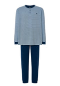 Pijama Hombre Largo Tapeta Algodón Punto Estampado - Azul 5311_39