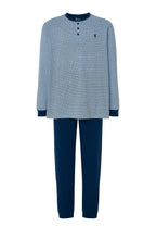 Pijama Hombre Largo Tapeta Algodón Punto Estampado - Azul 5311_39