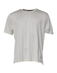 Men's Off White Crew Neck Short Sleeve T-Shirt Silk Cotton