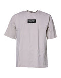 Men's Beige Dg Logo Crew Neck Short Sleeves T-Shirt Cotton Nylon Elastane