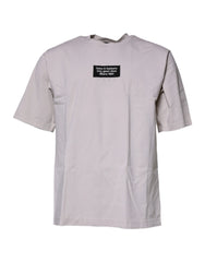 Men's Beige Dg Logo Crew Neck Short Sleeves T-Shirt Cotton Nylon Elastane