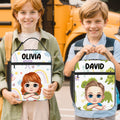 Bolsa de almuerzo isotérmica con nombre y bolsillo de malla Personalizada de animales arco iris de dibujos animados para niños Regalo de cumpleaños de vuelta al cole para niños Niñas