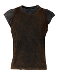 Men's Brown Cotton Round Neck Sleeveless T-Shirt
