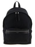 Saint Laurent Technical Fabric with Leather Details Backpack — Black