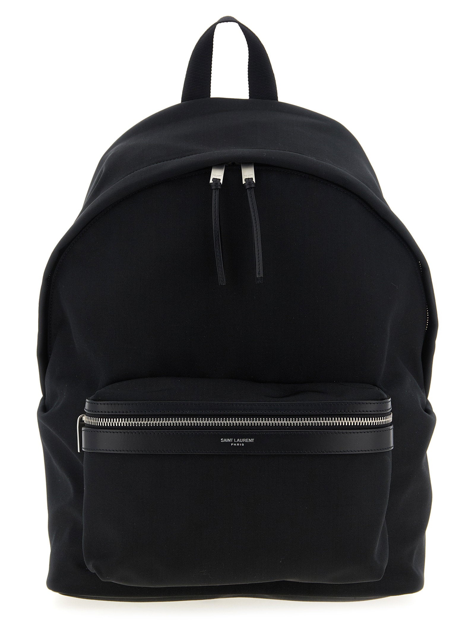 Saint Laurent Technical Fabric with Leather Details Backpack — Black