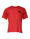 Men's Red Dg Logo Cotton Crew Neck T-Shirt