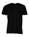 Men's Black Crew Neck Short Sleeve T-Shirt Cotton Viscose Nylon