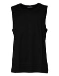 Men's Black Cotton Round Neck Sleeveless T-Shirt