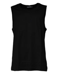 Men's Black Cotton Round Neck Sleeveless T-Shirt