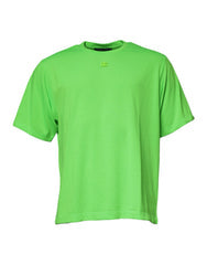 Men's Green Dg Logo Cotton Crew Neck T-Shirt Polyester