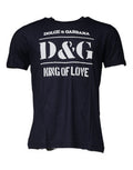 Men's Blue D&g King Of Love Cotton Crew Neck T-Shirt