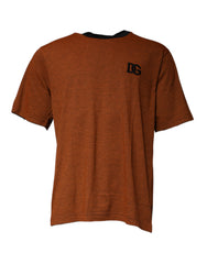 Men's Brown Dg Logo Cotton Crew Neck T-Shirt