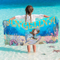 Toalla de playa personalizada con nombre de sirena de fantasía de secado rápido Fiesta en la playa Regalo navideño para niñas