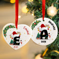 Gorro de Papá Noel personalizado con iniciales Muñeco de nieve Adorno de cerámica con nombre y año Decoración del árbol Regalo de Navidad para la familia Niños