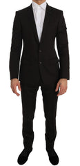 Men's Brown Wool Crystal Bee Slim Fit Martini Viscose Clothing