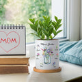 Maceta personalizada con flores de nacimiento 1-6 con drenaje y base de bambú Regalo de inauguración de la casa Día de la madre Cumpleaños para mamá Abuela