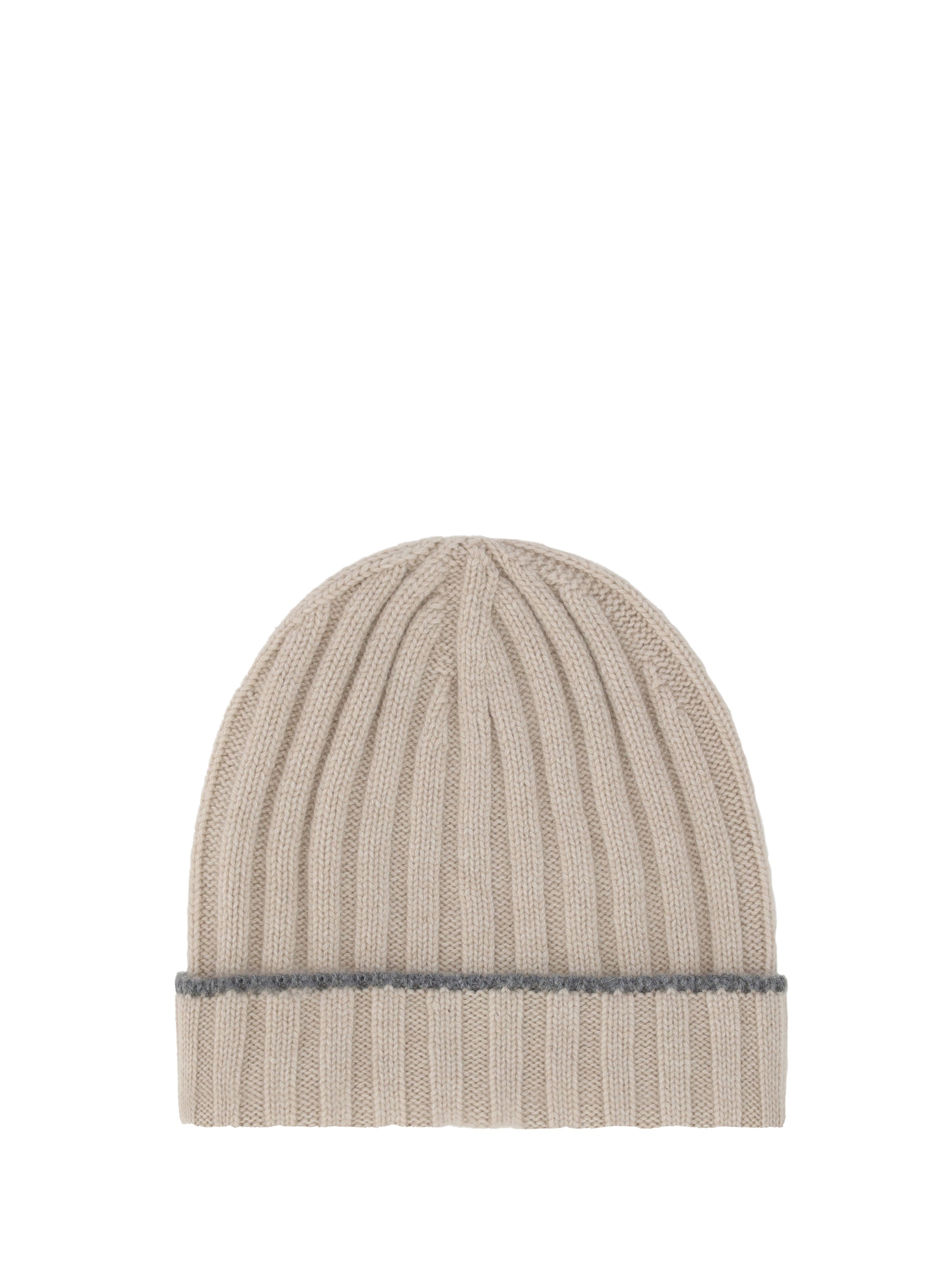 Brunello Cucinelli M2240900 Ribbed Cashmere Beanie — Beige