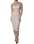 Women's White Sheer Tulle Bustier Bodycon Midi Dress Nylon Polyester