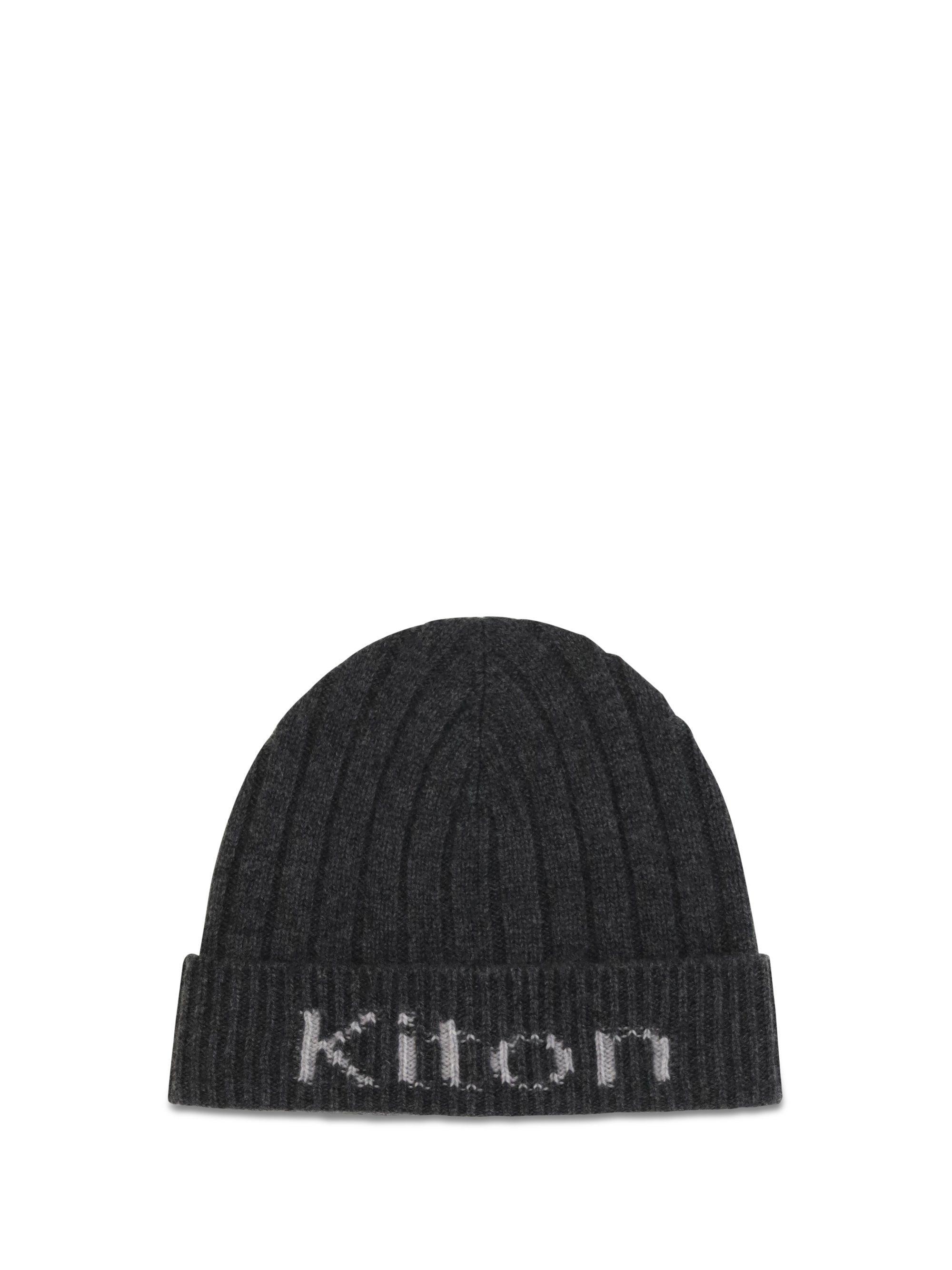 Kiton UCPL003K0235L03 Merino Wool Ribbed Beanie — Gray