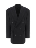 Balenciaga Double-Breasted Wool Blazer — Black