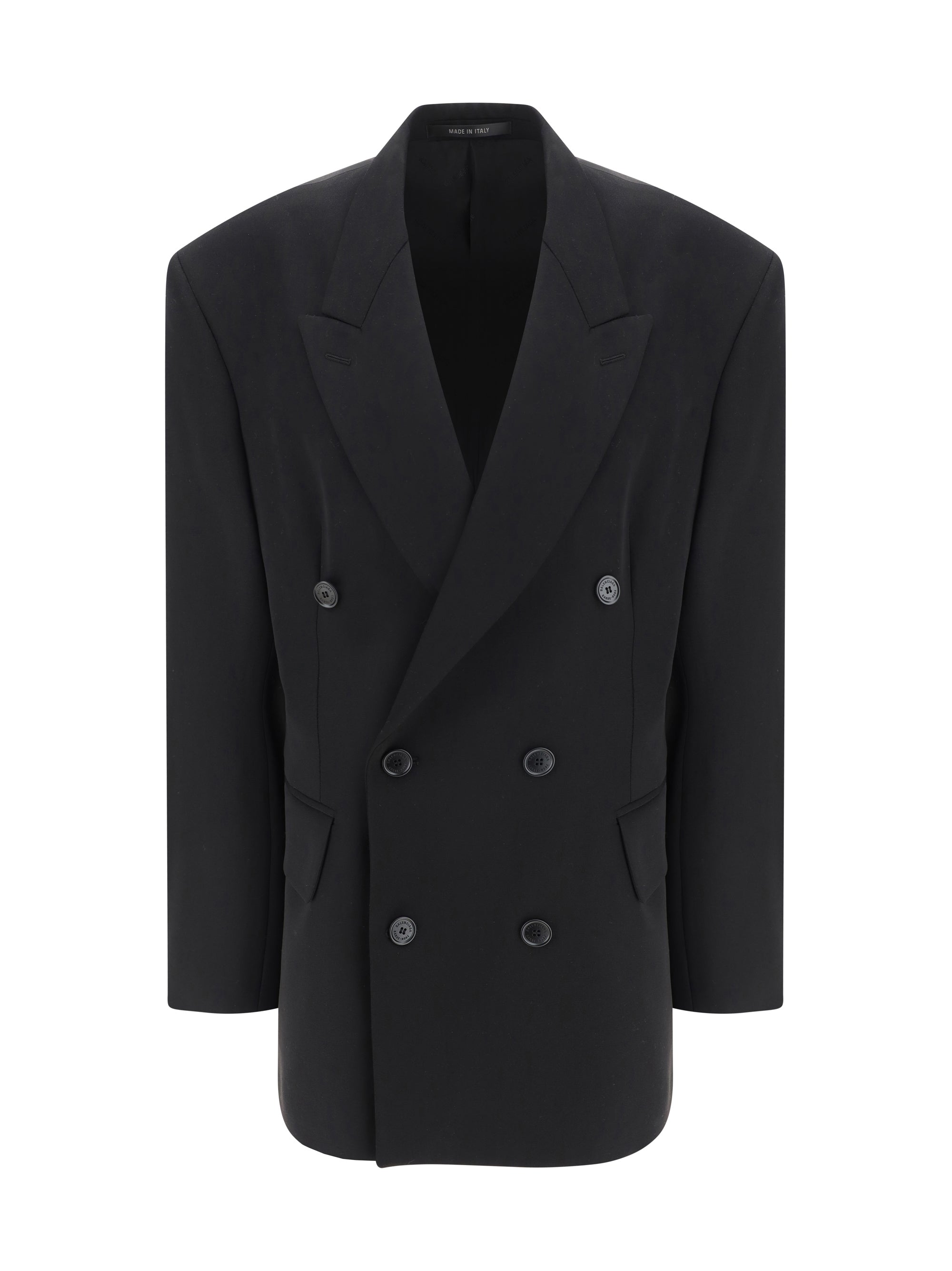 Balenciaga Double-Breasted Wool Blazer — Black
