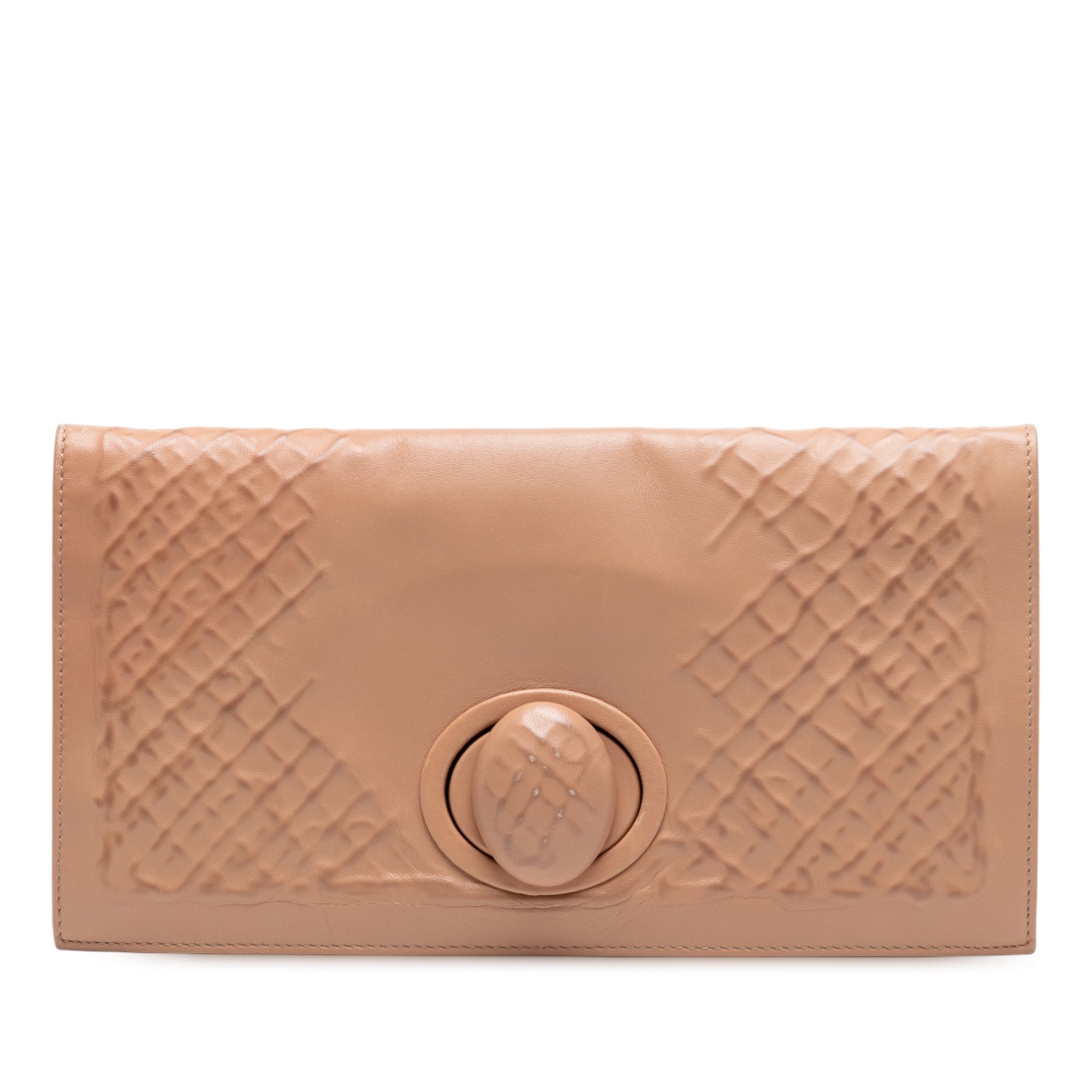 Nappa Embossed Intrecciato Turn Lock Clutch
