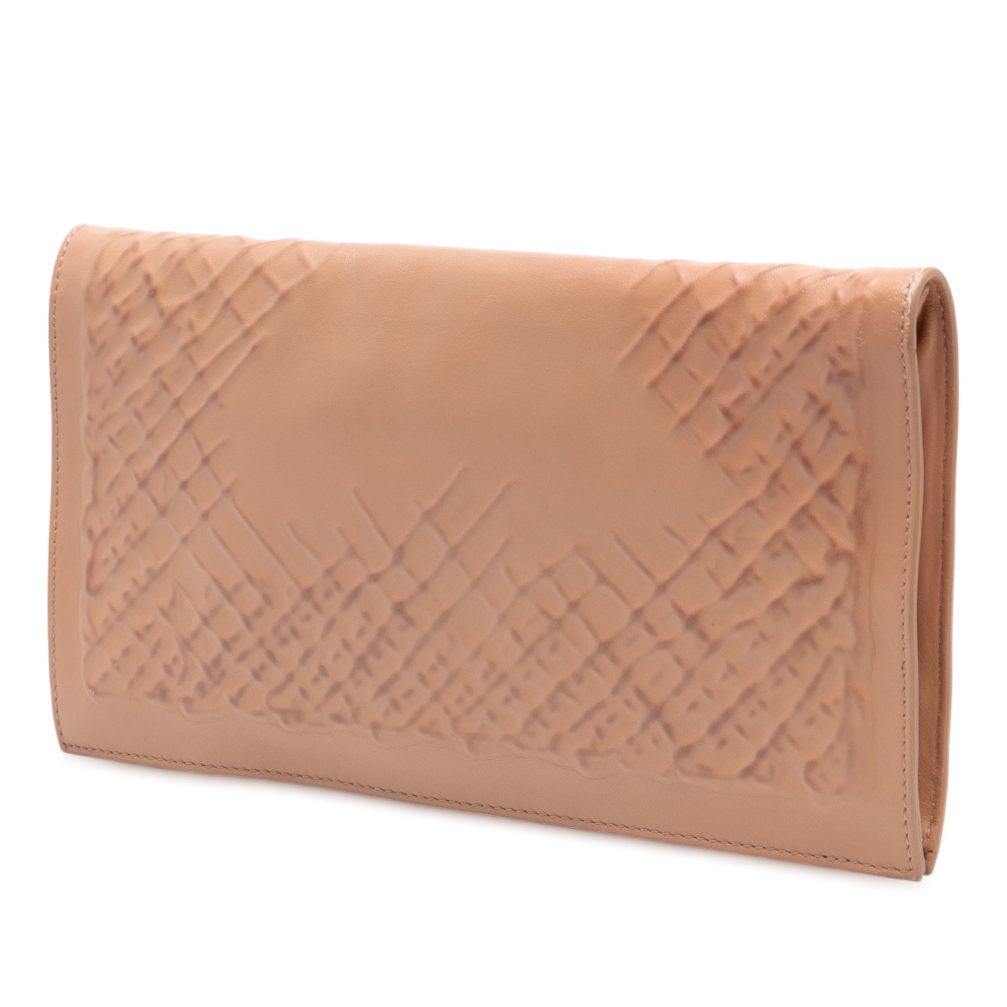 Nappa Embossed Intrecciato Turn Lock Clutch