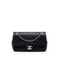 Chevron Python Embossed Calfskin and Suede Single Flap