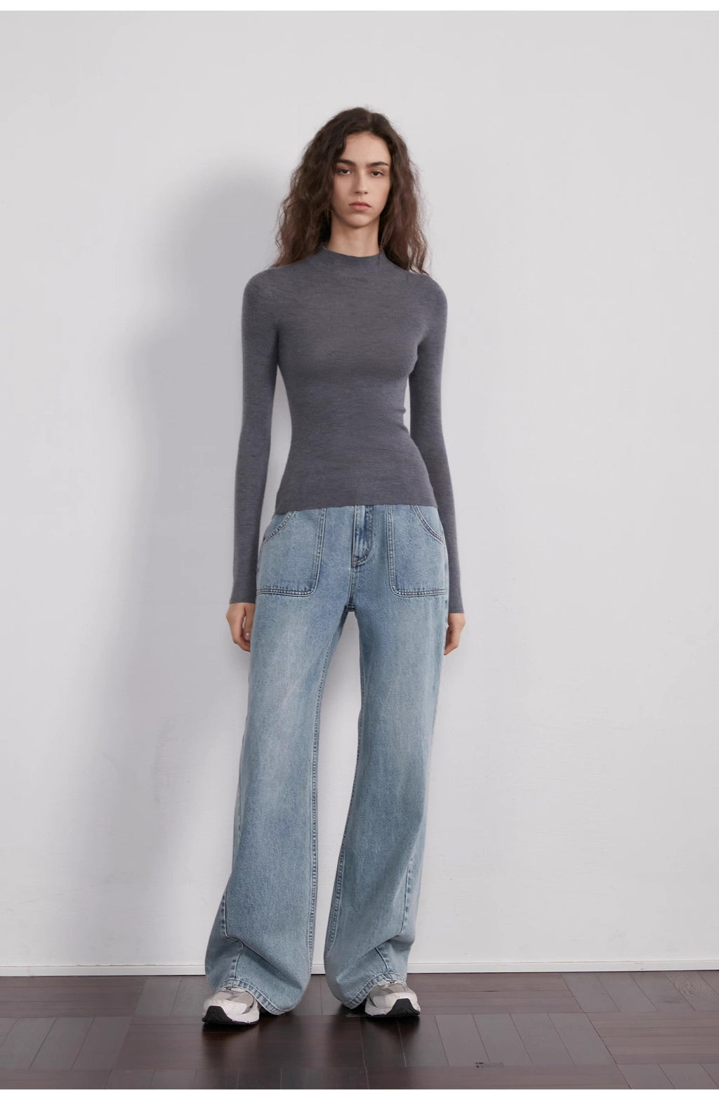 Fine Sand Coast deconstructed straight-leg slightly flared wide-leg loose casual jeans for women
