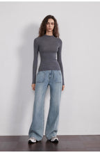 Fine Sand Coast deconstructed straight-leg slightly flared wide-leg loose casual jeans for women
