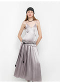 Girls' Letterhead Luxurious and light, glossy and silky 100% acetate low-waisted long suspender dress