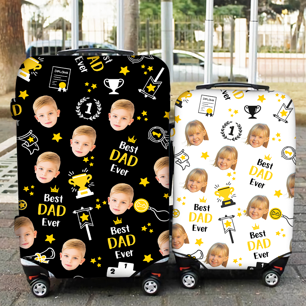 Funda de equipaje personalizada con el apodo Best Mom Dad Ever Character Portrait Photo 18-32 Inches Mother's Day Father's Day Birthday Gift for Mom Dad