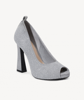 PowerWalk Peep-toe Heeled Pump - Silver / US 6.5 | EU 37 | UK 4.5