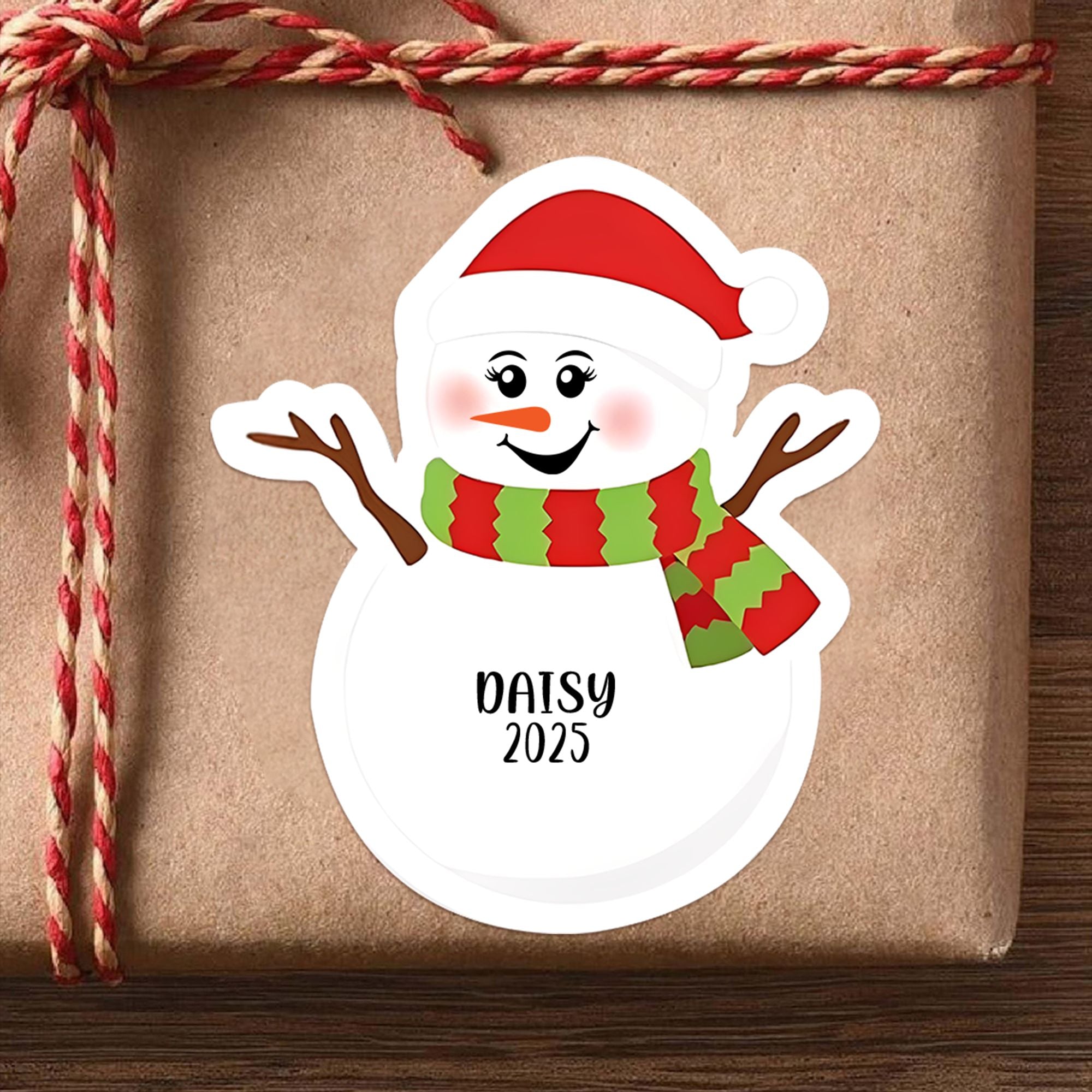 Personalizado Lindo Muñeco de Nieve Diseño de Navidad a prueba de agua Etiquetas Adhesivas con Nombre y Año Decoración de Navidad Fiesta de Favores para la Familia Niños