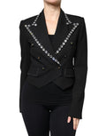 Women's Black Crystal Double Breasted Blazer Jacket Clothing