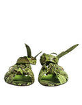 Women's Green Animal Print Ankle Wrap Sandals Shoes Leather